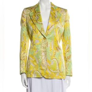 Dries Van Noten Yellow and Green Patterned Blazer